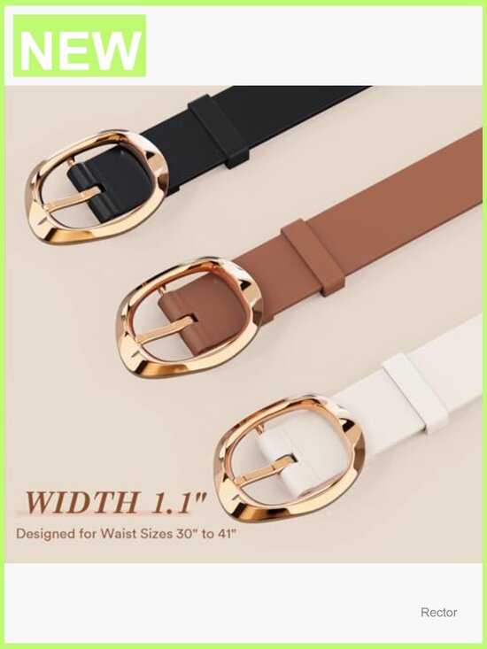 3 Pack Leather Belts for Women with Gold Buckle, Fashion Belts for Jeans Pants main image 6